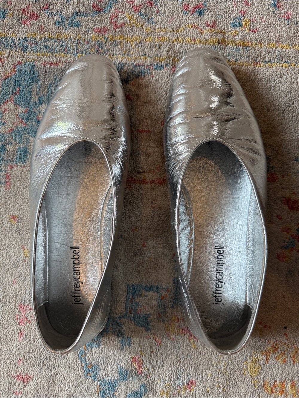 Jeffrey Campbell Metallic Silver Flats